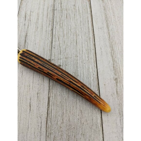 Vintage Can Tapper Bottle Jar Opener Lid Lift Church Key Faux Antler Handle 7" - Picture 5 of 6